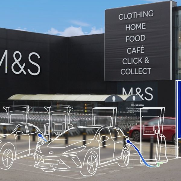 M&S store London Colney with line drawing showing proposed site of new bp pulse chargers
